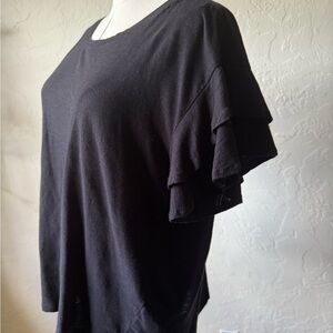 DG2 by Diane Gilman Black Ruffle Sleeve Blouse